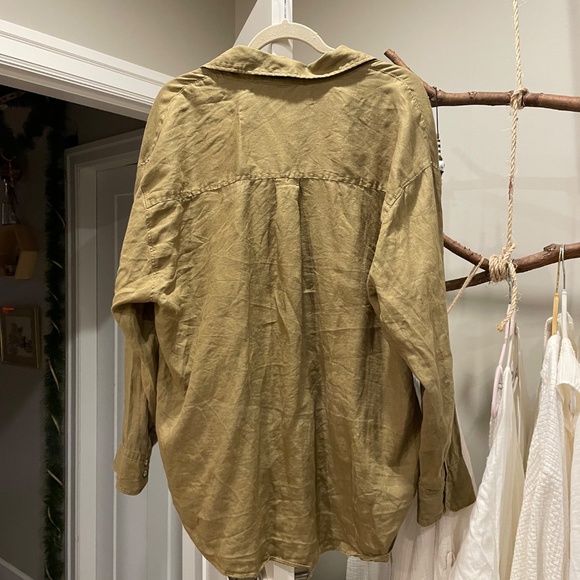 Oysho 100% linen Olive Green Button down L - oversized - Picture 3 of 5